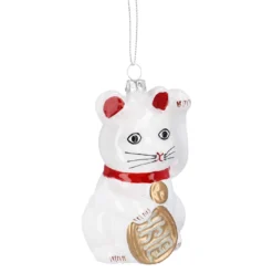 Anhänger Fancy, bunt, Winkekatze/weiß, 10 cm
