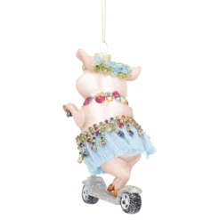 Anhänger Fancy, Excellent, Hulaschwein auf Roller/blau