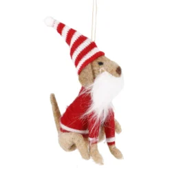 Anhänger Weihnachtstier, Bart/rot, 14 cm
