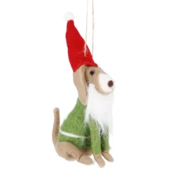 Anhänger Weihnachtstier, Bart/grün, 14 cm