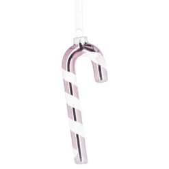 Anhänger Zuckerstange, rosa/glänzend, 12 cm