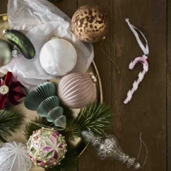 Anhänger Zuckerstange, rosa/glänzend, 12 cm