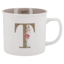 Becher Buchstabe/Blumen, T, 390 ml