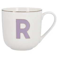 Becher Buchstabe mit Schlüsselanhänger, R/lila, 450 ml