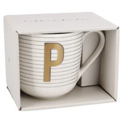 Becher Buchstabe/Streifen, P, 450 ml