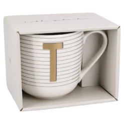 Becher Buchstabe/Streifen, T, 450 ml