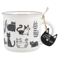 Becher Katze, schwarz/weiß, 350 ml