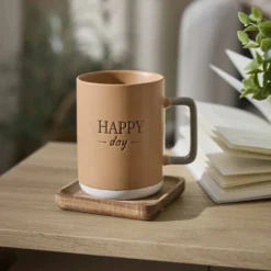 Becher mit Spruch, orange/konisch, 400 ml
