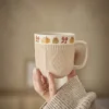 Becher Strick/Herbst, beige, 350 ml