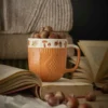 Becher Strick/Herbst, orange, 350 ml