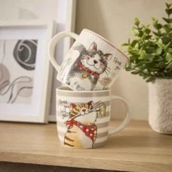 Becher Tier, Katze/grau, 330 ml