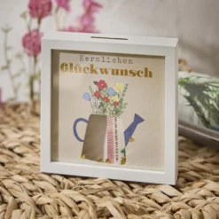 Bilderrahmen Geldgeschenk, Blumen/weiß, 12 x 12 cm