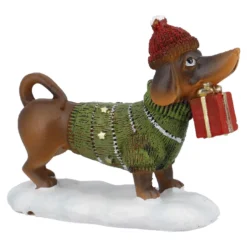 Deko-Hund Weihnachten, Geschenk, 12 cm