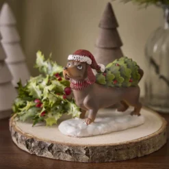 Deko-Hund Weihnachten, Tanne, 12 cm