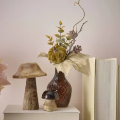 Deko-Stecker Samt-Kürbis, dunkelgrün, 24 cm