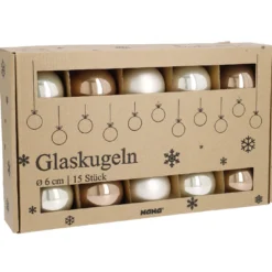 15er Glaskugeln 6 cm, champagner