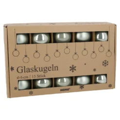15er Glaskugeln 6 cm, mint