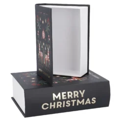 2er Set Buchkarton Xmas, Rentier/schwarz
