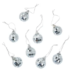 8er Set Discokugel, silber, 3 cm