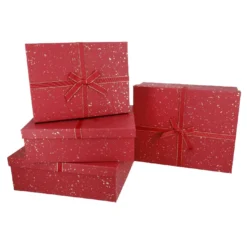 4er Set Geschenkkarton Sprenkel, bordeaux