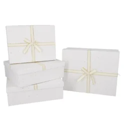 4er Set Geschenkkarton Sprenkel, weiß