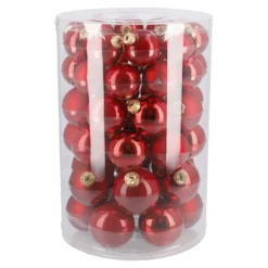 48er Set Glaskugel Mix, rot
