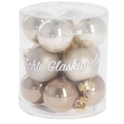 12er Set Glaskugeln 2,5 cm, champagner