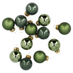 12er Set Glaskugeln, 2,5 cm, moosgrün