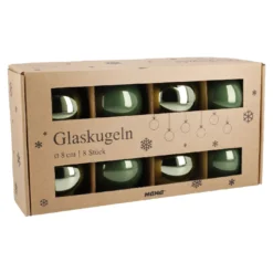 8er Set Glaskugeln 8 cm, moosgrün
