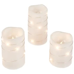 3er Set LED-Kerze mit LED-Draht