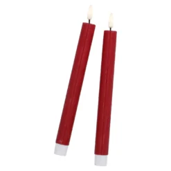 2er Set LED-Stabkerze Rustik/Timer, rot, 24.5 cm