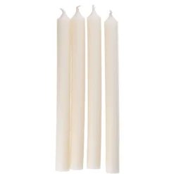 4er Set Stabkerze Rustik, wollweiß, 25 cm