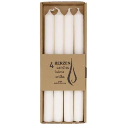 4er Set Stabkerze Rustik, wollweiß, 25 cm