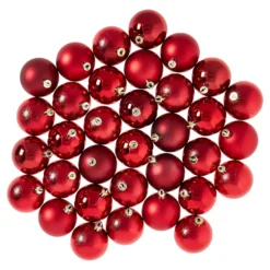 34er Set Weihnachtskugeln, rot