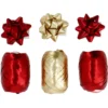 Geschenkband-Set Schleife, rot/gold, 6-teilig