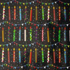 Geschenkpapier Geburtstag, Kerzen/schwarz, 2 m
