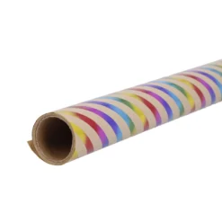 Geschenkpapier Kraft, Streifen/Rainbow, 2 m