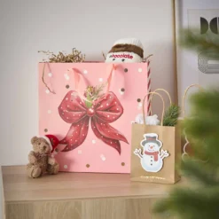 Geschenktüte Schleife, rosa, 28 x 28 cm