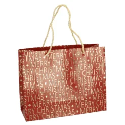 Geschenktüte Schrift/Prägung, rot/gold, 24 x 19 cm