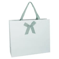 Geschenktüte Uni mit Schleife, hellsalbei, 36 x 31 cm