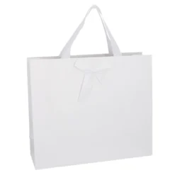 Geschenktüte Uni mit Schleife, weiß, 36 x 31 cm