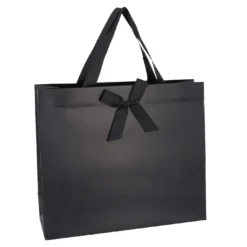 Geschenktüte Uni mit Schleife, schwarz, 36 x 31 cm