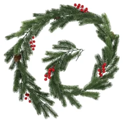 Girlande Tanne mit Beeren, grün/rot, 175 cm