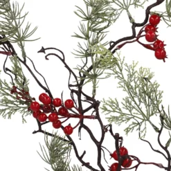 Girlande Zeder/Beeren, grün/weiß, 90 cm