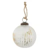 Glaskugel Längsrillen, creme/gold, 7 cm