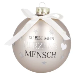 Glaskugel Spruch, Herzensmensch/champagner/matt, 10 cm