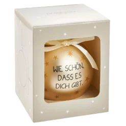 Glaskugel Spruch, Wie schön/champagner/matt, 10 cm