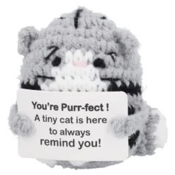 Häkelfigur Spruch, Katze, 8 cm