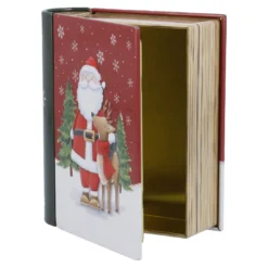 Keksdose Mini-Buch, Weihnachtsmann/Rentier, 10 x 12 cm