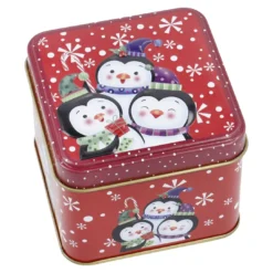 Keksdose Mini, Pinguin/rot, 8 x 8 x 6 cm